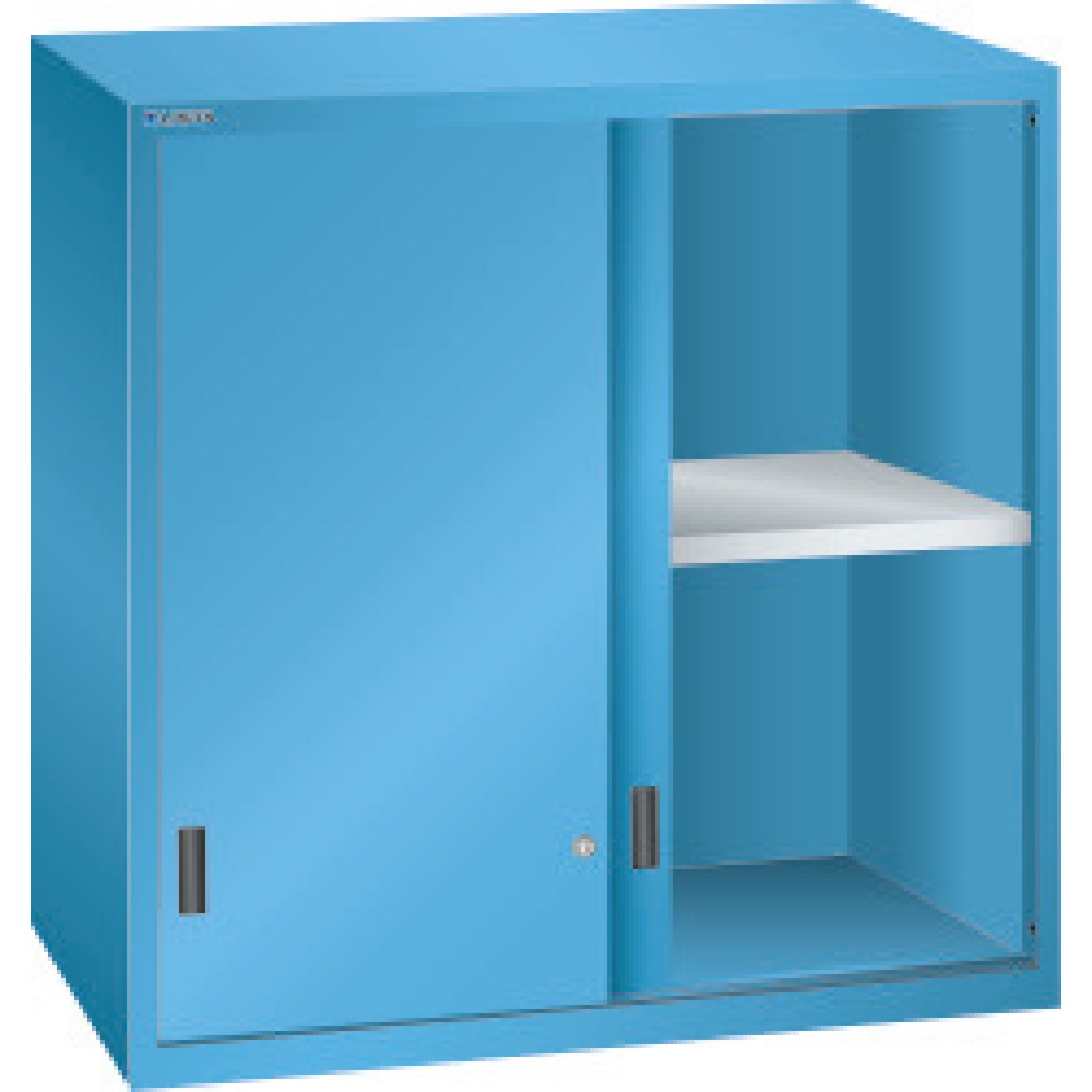 Produktabbildung: Aufsatz-Schiebetürschrank für LISTA Schubladenschrank, HxBxT 1.000 x 1.023 x 725 mm, lichtblau