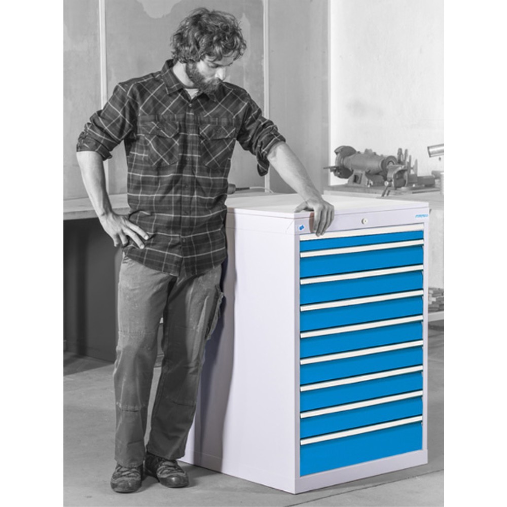 Produktabbildung Nr. 5: Bedrunka+Hirth Schubladenschrank R 24-24, HxBxT 819 x 705 x 736 mm, lichtgrau, lichtblau, 4 Schubladen 1x50 + 1x150 + 1x200 + 1x300 mm