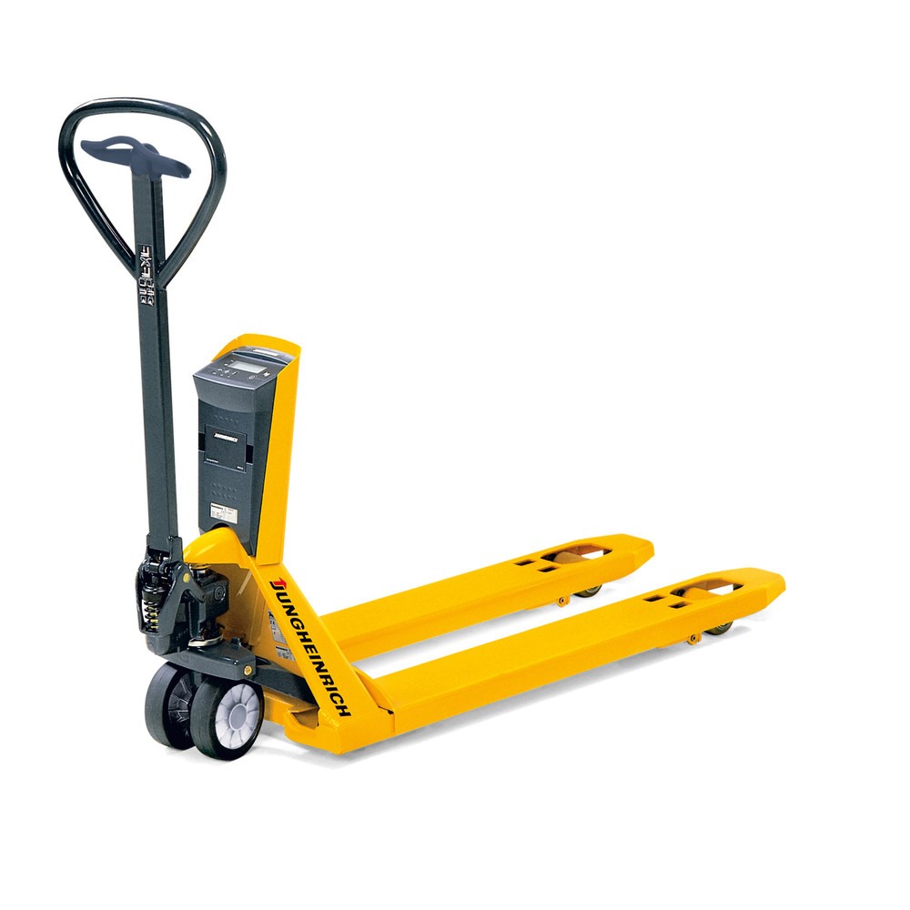Produktabbildung: C-Ware Jungheinrich Wiege-Hubwagen AMW 22p mit Komfortanzeige, Vollgummi/Polyurethan, Tandemrollen