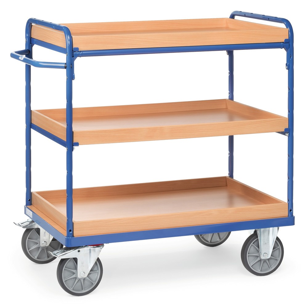 Produktabbildung: fetra® Etagenwagen mit Einlegekästen, 3 Etagen à 1.000 x 600 mm, Höhe 1.152 mm