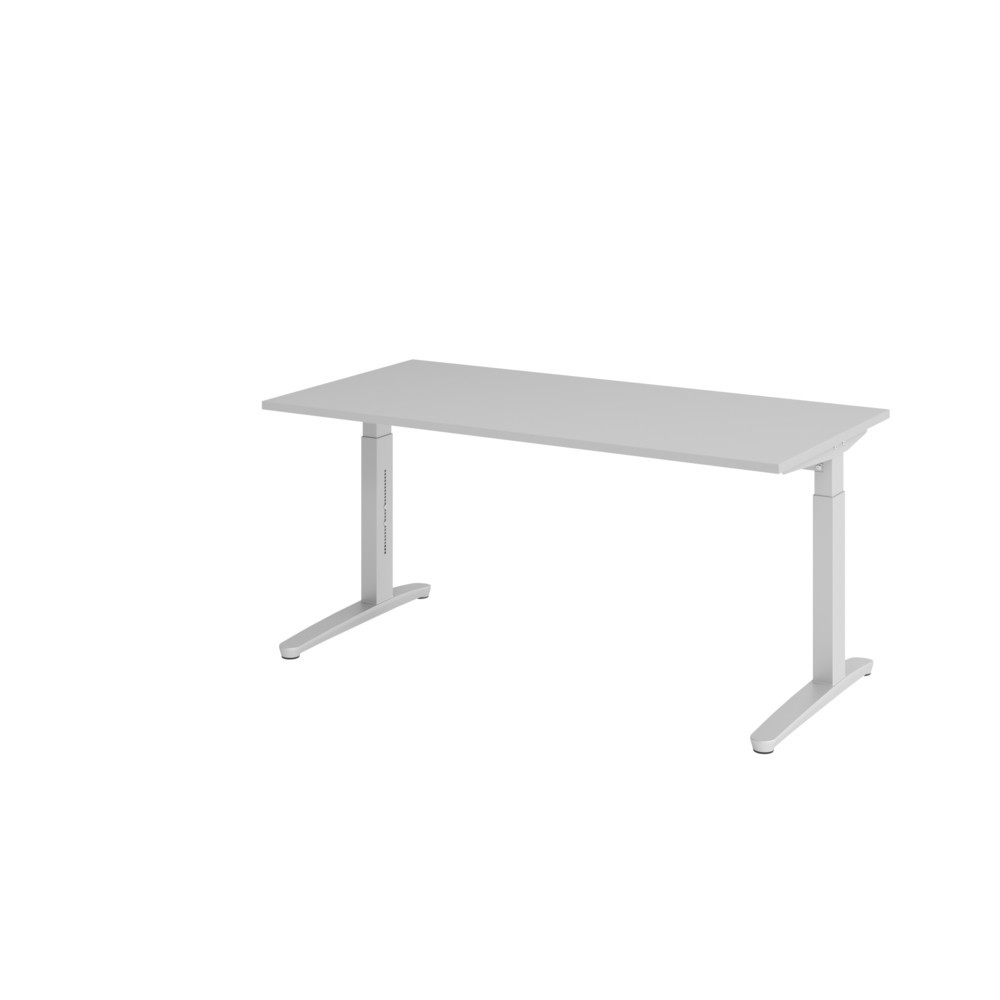 Produktabbildung Nr. 1: Hammerbacher Manuell höhenverstellbarer Schreibtisch, C-Fuß, BxT 1.600 x 800 mm, grau