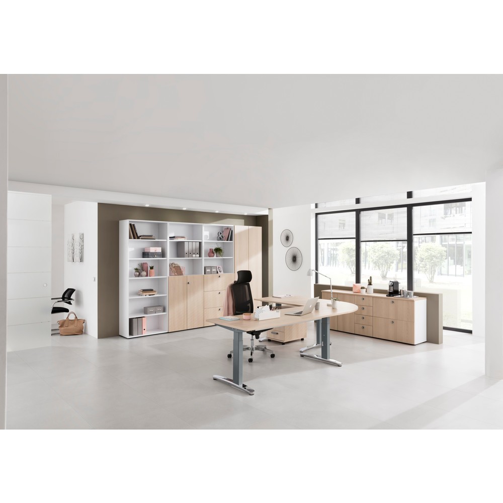 Produktabbildung Nr. 5: Hammerbacher Manuell höhenverstellbarer Schreibtisch, C-Fuß, BxT 1.600 x 800 mm, grau