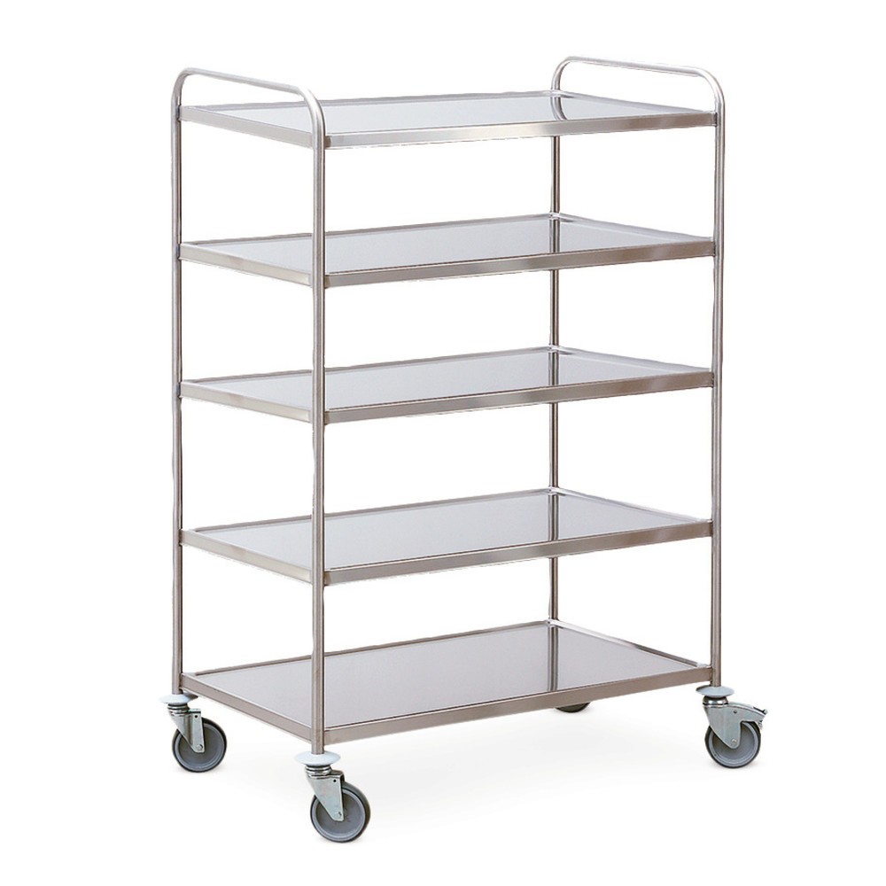 Produktabbildung: HUPFER® Servierwagen aus Edelstahl, 5 Etagen à 1.000 x 600 mm