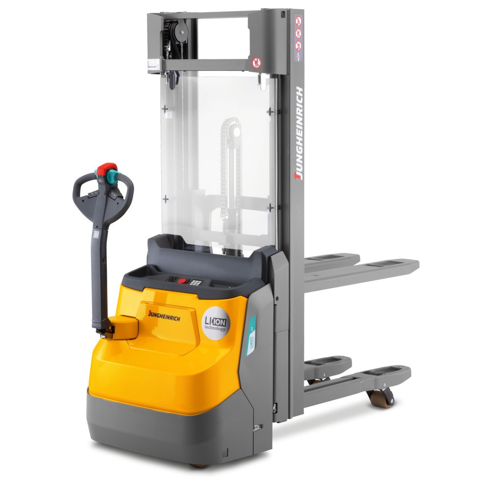Produktabbildung: Jungheinrich Elektro-Hochhubwagen EJC 112zi ZT, Zweifach-Teleskop-Hubgerüst, Hubhöhe 2.590 mm, Tragfähigkeit 1.200 kg, Proportionalhydraulik, Doppelstockfunktion
