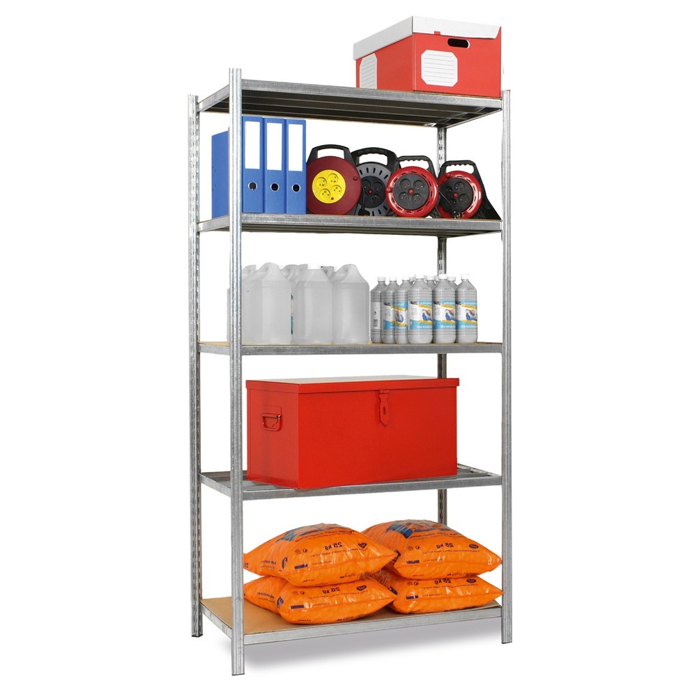Produktabbildung: ManOrga Fachbodenregal graphitgrau/lichtgrau mit 6 Spanplattenböden, Fachlast 163 kg, HxBxT 2.500 x 1.290 x 600 mm