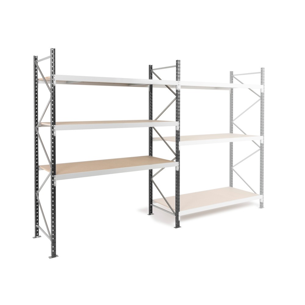 Produktabbildung: ManOrga Weitspannregal, mit Spanplatten, GF, graphitgrau/lichtgrau, HxBxT 2.000 x 1.500 x 600 mm