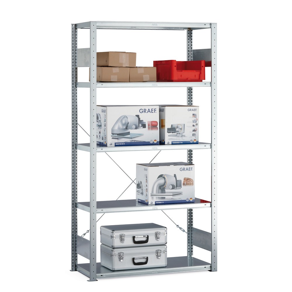 Produktabbildung Nr. 1: META Fachbodenregal verzinkt, Fachlast 100 kg, HxBxT 2.500 x 1.056 x 636 mm