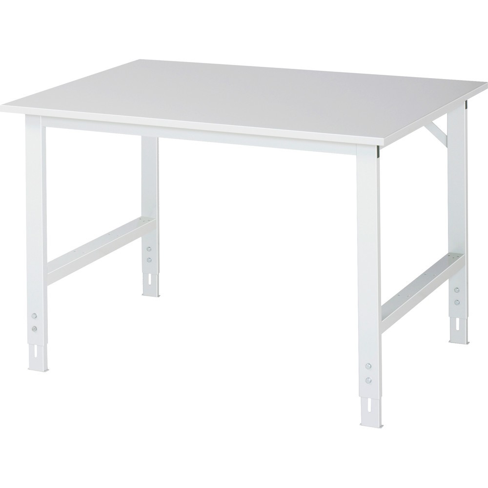 Produktabbildung: RAU höhenverstellbarer Werktisch Serie TOM, HxBxT 760-1.080 x 1.250 x 1.000 mm, Arbeitsplatte Melamin-Belag