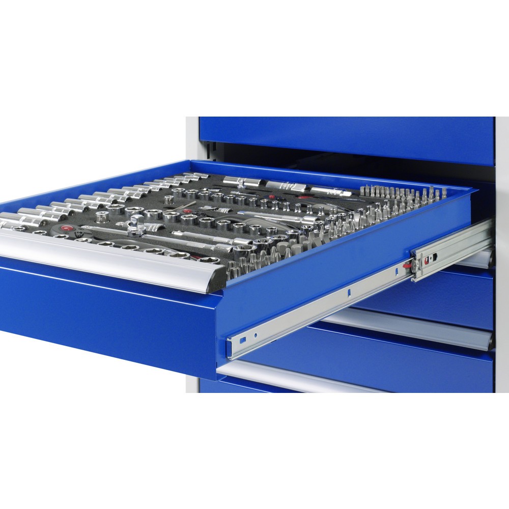 Produktabbildung Nr. 6: RAU mobile Werkbank Serie 8000, 1 Ablageboden, HxBxT 880-1.080 x 1.000 x 700 mm, 5 x 100%-Auszug-Schubladen, Breite 490 mm