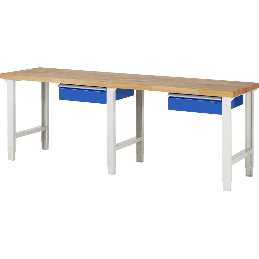 Produktabbildung Nr. 1: RAU Werkbank Serie 7000, HxBxT 790-1.140 x 2.500 x 700 mm, 2 Schubladen, ErgoScript