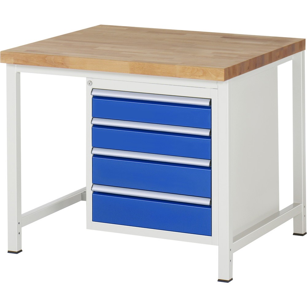 Produktabbildung Nr. 1: RAU Werkbank Serie 8000, HxBxT 840-1.040 x 1.000 x 900 mm, 4 x 90%-Auszug-Schubladen 2 x 90, 2 x 180 mm, Breite 490 mm