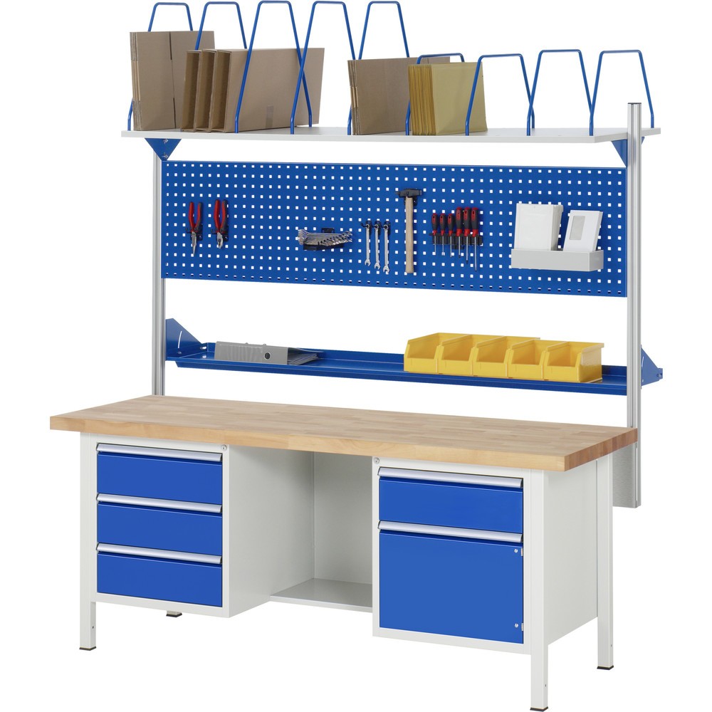 Produktabbildung Nr. 5: RAU Werkbank Serie 8000, 2 Container, 1 Ablageboden, HxBxT 840-1.040 x 2.000 x 700 mm, 6 x 90%-Auszug-Schubladen, ErgoScript