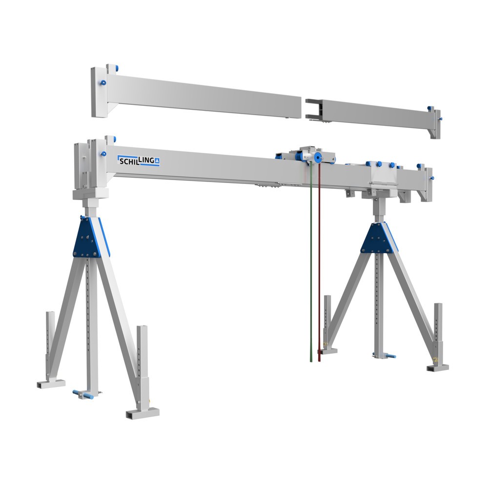 Produktabbildung Nr. 1: SCHILLING Alu-Portalkran mit teilbarem Doppelträger, Einhängepunkt 1.785-2.835 mm, Länge 4.000 mm, TK 1.000 kg
