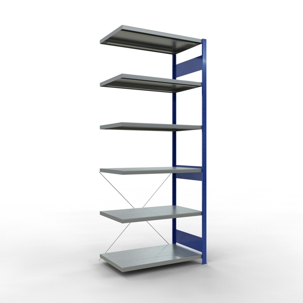 Produktabbildung: SCHULTE Fachbodenregal Steckmontage, AF, FL 330 kg, enzianblau/verzinkt, HxBxT 2.500 x 1.000 x 600 mm