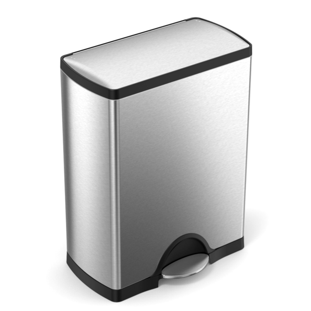 Produktabbildung Nr. 1: SIMPLEHUMAN Tret-Abfallbehälter mit Softclose-Deckel, 1x16 + 1x30 Liter, Edelstahl mattiert